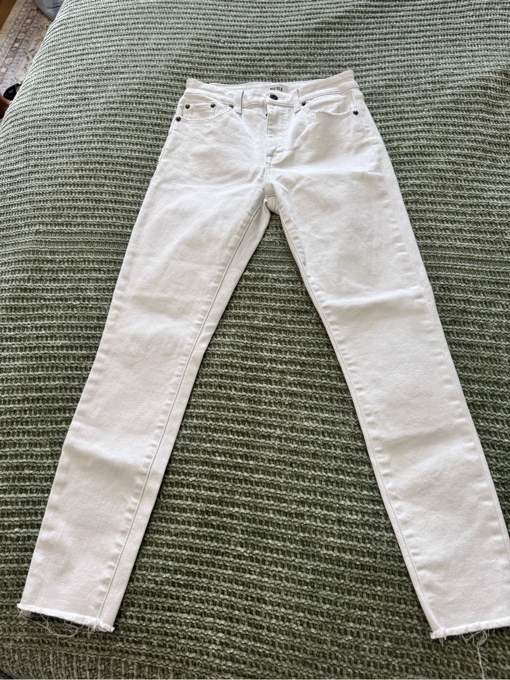 Pistola White Raw Hem Straight Leg Jeans Size 26